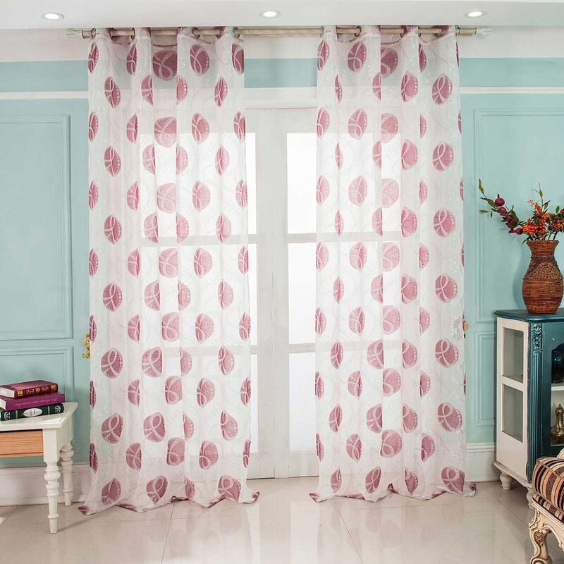 Paire de Voilages 'Coquillages' Bordeaux 140x260 cm