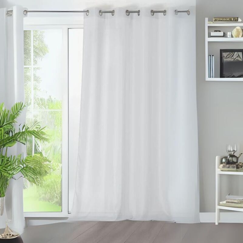 Linder - Voilage uni et transparent Blanc 145x350 cm
