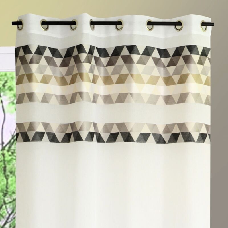 Voilage en étamine à parement haut 'triangle' Gris clair 140x240 cm