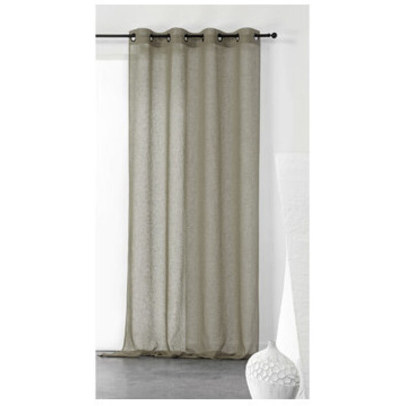 Linder - Voilage uni et tamisant en poly/lin Vert Olive 150x240 cm