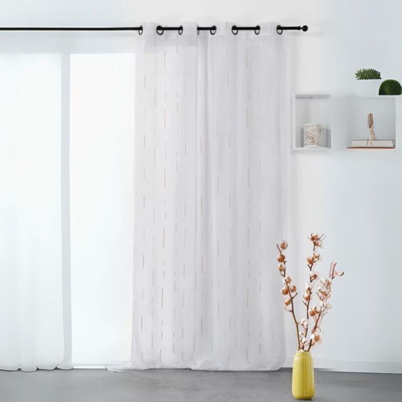 Voilage tamisant à bâtonnets jacquard Gris clair 140x270 cm