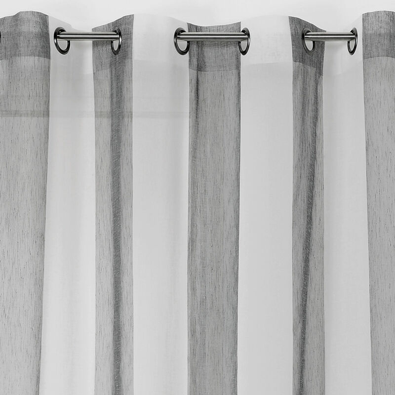 Voilage Rayure Verticale 'Sydney' tissé en France - 160x280cm - Gris anthracite