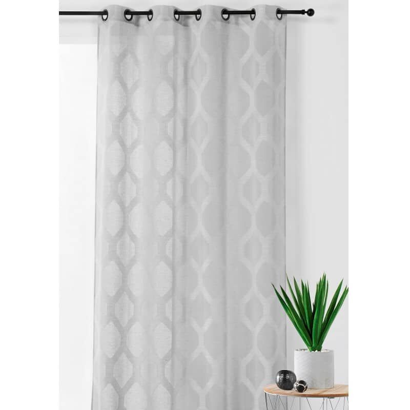 Voilage géométrique moderne - 140x250cm - Gris