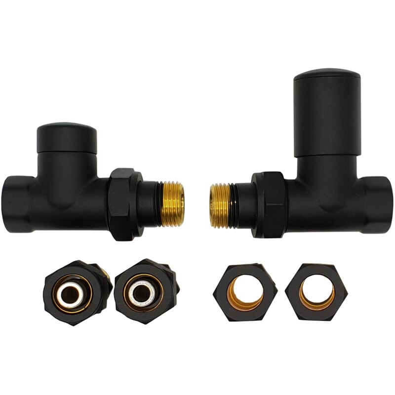 Tout Droit Élégant Laiton Laqué Noir Régulateur Ensemble + Cuivre (Cu) et PEX