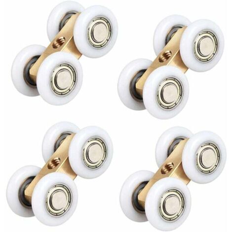 Tout le cuivre salle de bains suspendue poulie salle de bains verre porte coulissante étanche roulement suspendu roue salle de bains porte coulissante petite cuivre quatre roues,（4pcs）