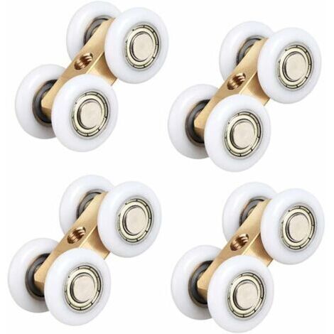 Tout le cuivre salle de bains suspendue poulie salle de bains verre porte coulissante étanche roulement suspendu roue salle de bains porte coulissante petite cuivre quatre roues,（4pcs）