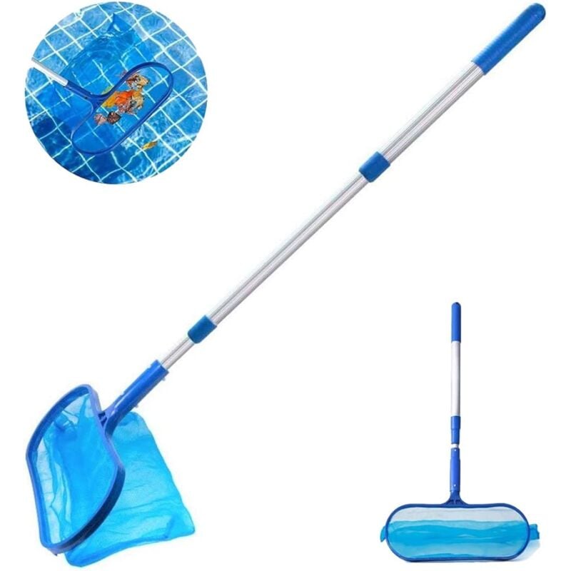 Gotrays - Toute épreuve Écumoire De Feuilles De Piscine, 105cm Filet De Nettoyage des Feuilles De Piscine Écumoire à Mailles Fines avec Râteau