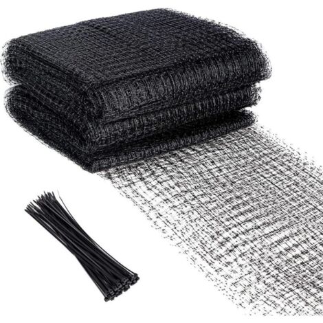 Toute Épreuve Filet Anti-Oiseaux, 2.1m x 15.3m Filet de Protection Anti-Oiseaux en Plastique Maille de Plantes de Jardin Filet D'arbres Fruitiers - avec 20 Attaches de Câble (Noir)