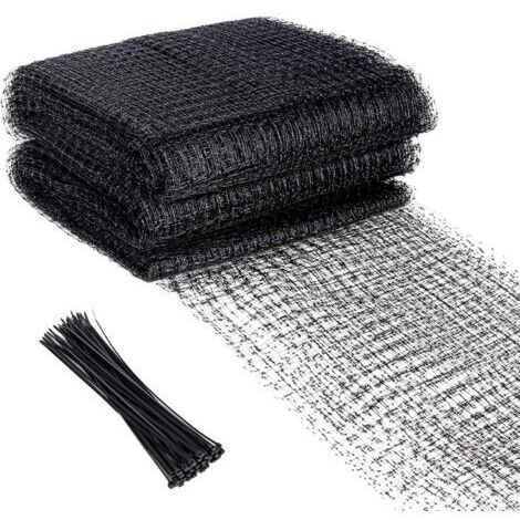 Toute Épreuve Filet Anti-Oiseaux, 2.1m x 15.3m Filet de Protection Anti-Oiseaux en Plastique Maille de Plantes de Jardin Filet D'arbres Fruitiers - avec 20 Attaches de Câble (Noir)