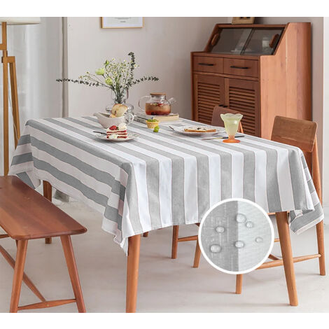 Tovaglia Antimacchia Idrorepellente Fantasia Rigata Tinta Unita In Tutte Le Misure Antiscivolo Proteggi Tavolo Copritavolo A Righe Quadrata Rettangolare Cucina Salotto Interno Esterno Riviere Riga Gri