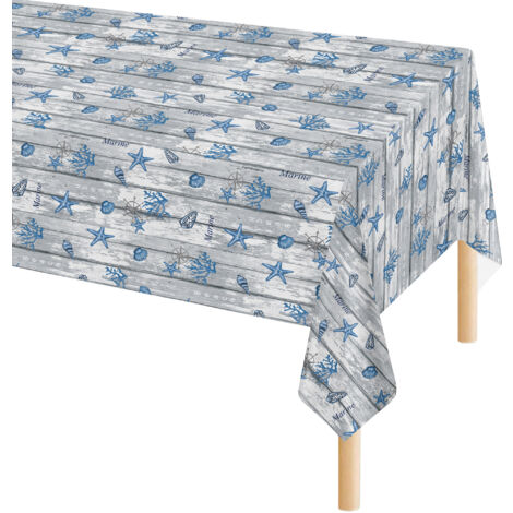 Tovaglia Antimacchia In Pvc Stampa Digitale Idrorepellente Facile Da Tagliare Copritavolo Cucina Vendita A Metro Tavolo Interno Esterno Salvatavolo Cerata 140x300Cm - Dis81-Marine