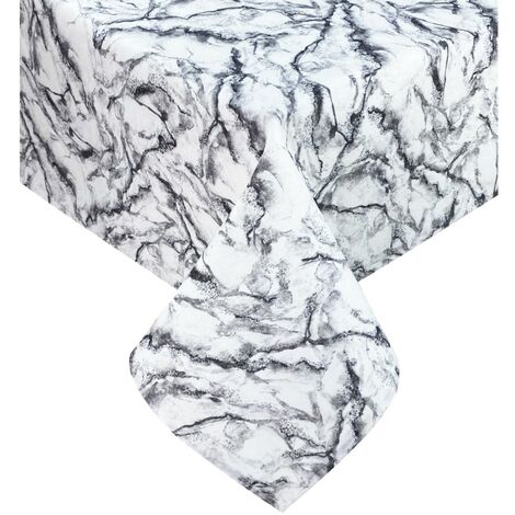 TOVAGLIA antimacchia RESINATA TORINO Effetto MARMO Marmorizzato Bianco Cm.140x300 x18 persone