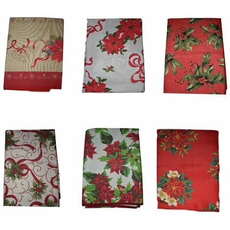 Tovaglia antimacchia tavola 140x240 per 8 posti natalizia decorazioni di natale casa elegante rettangolare idea regalo - MISURA: Decoro 3