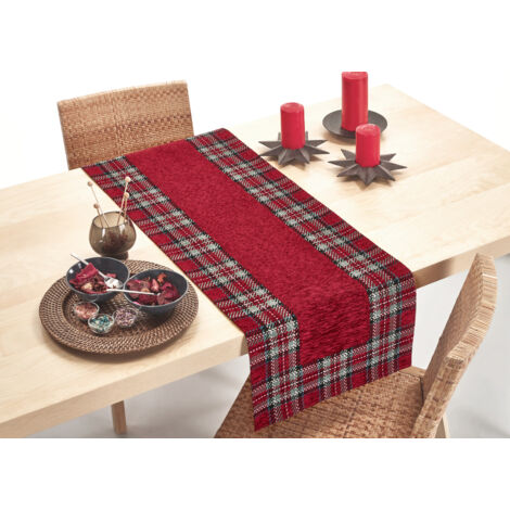 Tovaglia Copritavolo Centrino Runner Tavola Fantasia Tartan Scozzese Made In Italy, misura40x130coloreTartan