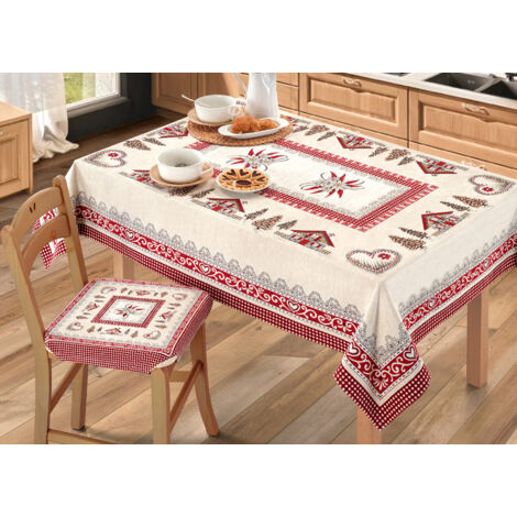 Tovaglia Copritavolo Centrino Runner Tavola Tirolese Montagna Baita Monte Bianco, misura90x90coloreMonte Bianco