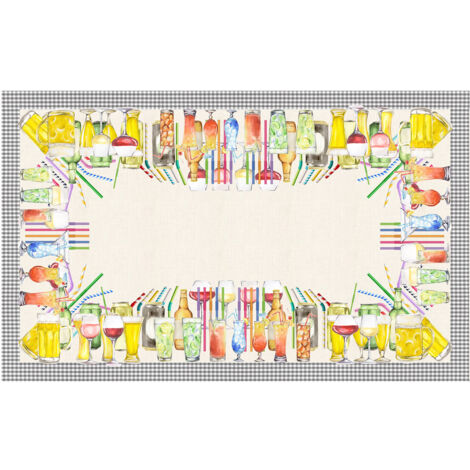 Tovaglia Copritavolo In 100% Cotone Stampa Digitale Dis. Drinks GI, misura140x180coloreDrinks