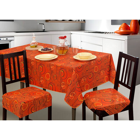 Tovaglia Copritavolo Resinata Antimacchia Modello Canyon Made In Italy, misura140x140coloreArancio