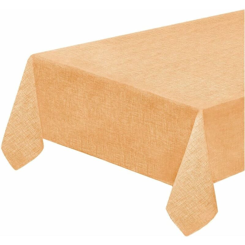 Tovaglia Cotone Cucina 100% Made In Italy Morbida Copritavolo Tinta Unita Pastello Arancione - 135X230 Cm