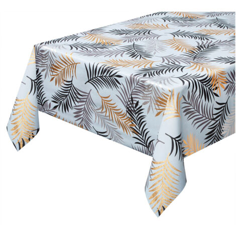 Tovaglia Cucina Antimacchia Plastificata Palme Metallizzate Copritavolo Tropicale Dis B - 140x400 Cm
