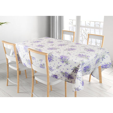 Tovaglia Cucina Copritavolo 100% Cotone Made In Italy Disegno Lavanda RP, misura140x180coloreLavanda
