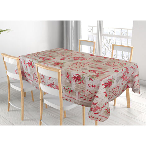 Tovaglia Cucina Copritavolo 100% Cotone Made Italy Disegno Peperoncino RP, misura140x240colorePeperoncino