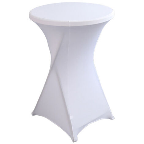 Tovaglia da tavolo, set di 3 tovaglie elasticizzate in spandex bianco, tovaglia da tavolo resistente alle macchie, tovaglia rotonda bianca con angoli per tavoli alti, cocktail, matrimoni, banchetti, 8