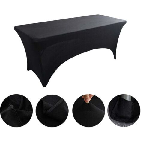 Tovaglia elasticizzata [183 cm, 6 piedi] in poliestere e spandex - Lavabile in lavatrice e antipiega (confezione da 1, nero)