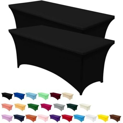Tovaglia elasticizzata [183 cm, 6 piedi] in poliestere e spandex - Lavabile in lavatrice e antipiega (set da 2, nero)