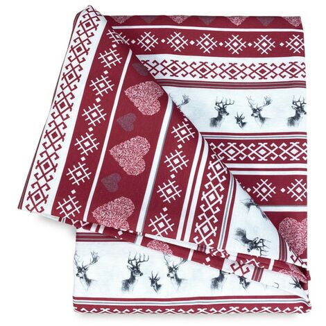 TOVAGLIA in COTONE in stile montanaro CERVINO rosso Cm. 180 rotondo