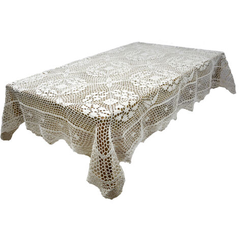 Tovaglia in filo naturale 140/220 Tovaglia all'uncinetto in cotone beige