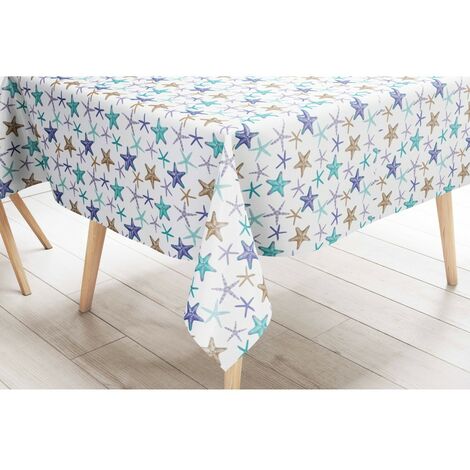 TOVAGLIA LIMA © in TELA CERATA plastificata LAVABILE idrorepellente in PVC STELLE MARINE Made in Italy Cm. 140x240 x12 persone