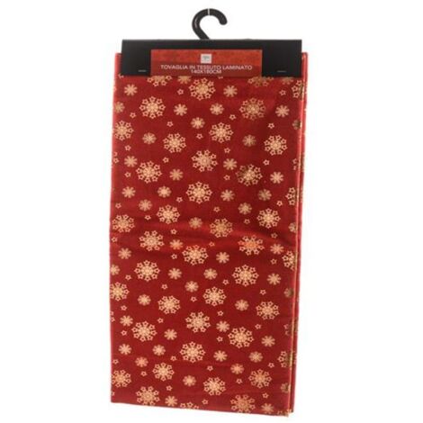 Tovaglia natalizia in tessuto laminato per tavola di Natale e festività 140 x 180 cm -Rosso / Stelle