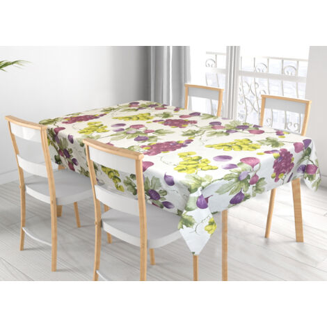 Tovaglia Panama Resinata Antimacchia Copritavolo Cucina Disegno Uva E Fichi, misura140x140coloreUva E Fichi