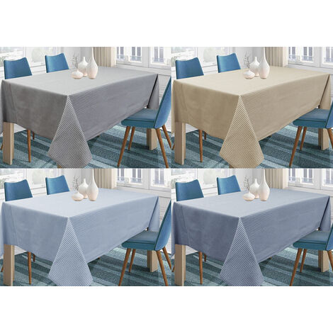 Tovaglia Per Salotto Cucina In Miros Misto Cotone Made In Italy Millerighe RP, misura140x140coloreAzzurro
