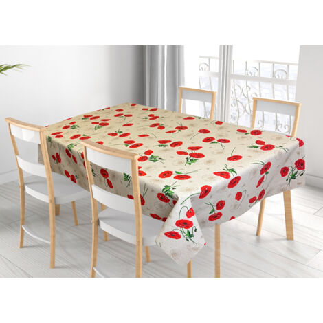 Tovaglia Per Salotto Cucina In Miros Misto Cotone Made In Italy Papaveri RP, misura140X300colorePapaveri