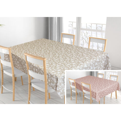 Tovaglia Per Salotto Cucina In Miros Misto Cotone Made In Italy Roselline RP, misura140X300coloreBeige