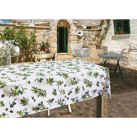 Tovaglia Per Salotto Cucina Tavolo 100% Cotone Made In Italy Alberobello RP, misura140x140coloreAlberobello