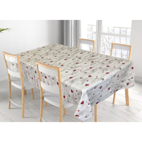 Tovaglia Per Salotto Cucina Tavolo 100% Cotone Made In Italy Happy RP, misura140x140coloreHappy