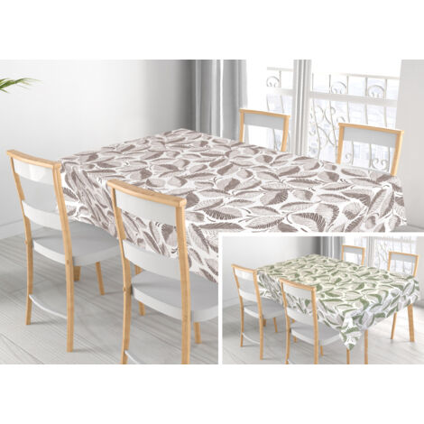 Tovaglia Per Salotto Cucina Tavolo 100% Cotone Made In Italy Jungle RP, misura140x300coloreVerde