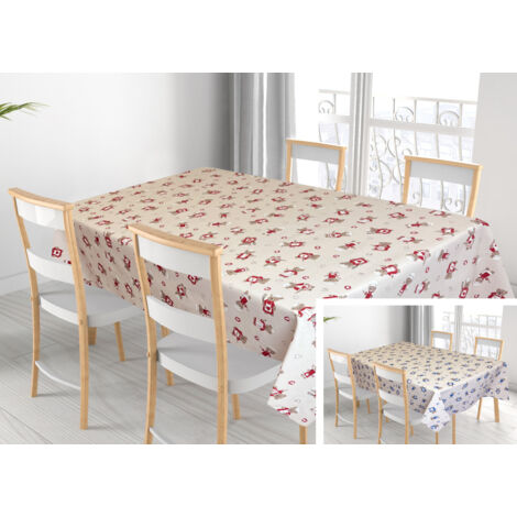 Tovaglia Per Salotto Cucina Tavolo 100% Cotone Made In Italy Orsetto Chef, misura140x140coloreRosso