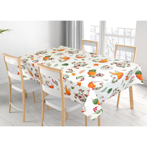 Tovaglia Per Salotto Cucina Tavolo 100% Cotone Made In Italy Zucca RP, misura140x140coloreZucca
