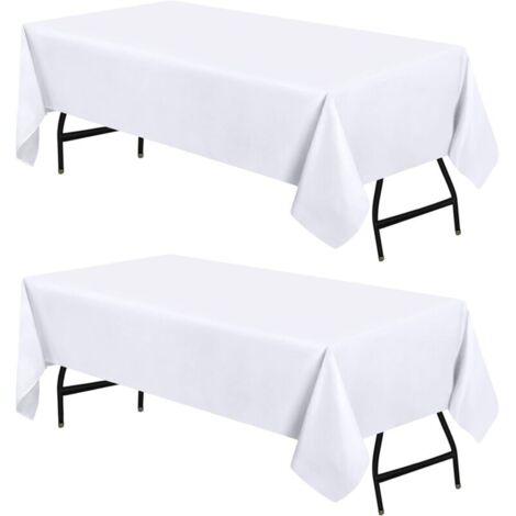 Tovaglia rettangolare - 153 x 260 cm (set da 2, bianca) Lavabile in lavatrice, ideale per feste, eventi, matrimoni e ristoranti.