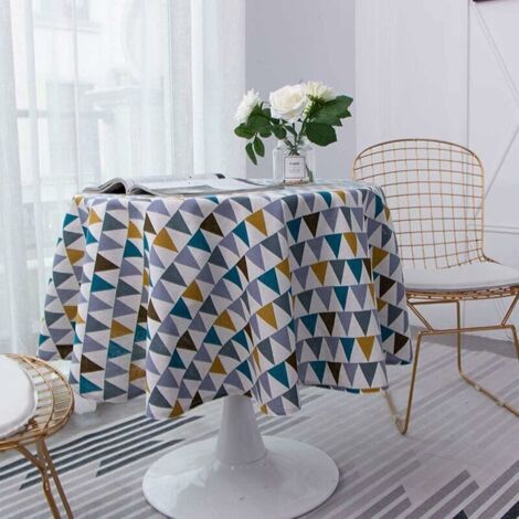 Tovaglia rotonda 150 cm in tessuto di cotone e lino, semplice tovaglia in twill, stile nordico, antimacchia, antipiega, decorazione per cucina, sala da pranzo, tavolo (colorata, diametro 140 cm)