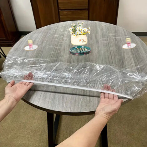 Tovaglia Rotonda con Angoli, Tovaglia Trasparente con Bordo Elastico, Resistente all'Acqua e Pulibile per Cucina, Patio e Sala da Pranzo 122 cm