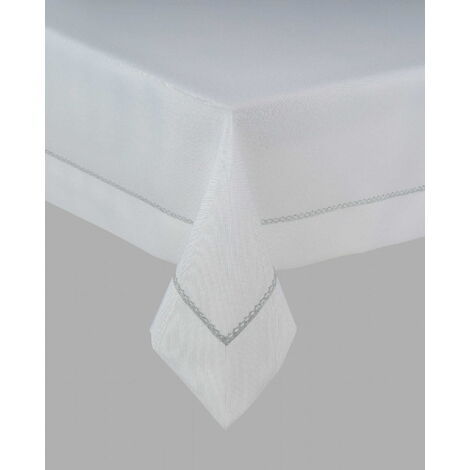 Tovaglia Runner 50x100 Guipure bianco argento con elementi argento