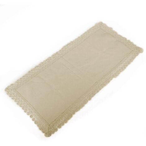 Tovaglia runner tessuto crema c/pizzo rettangolare cm45x100