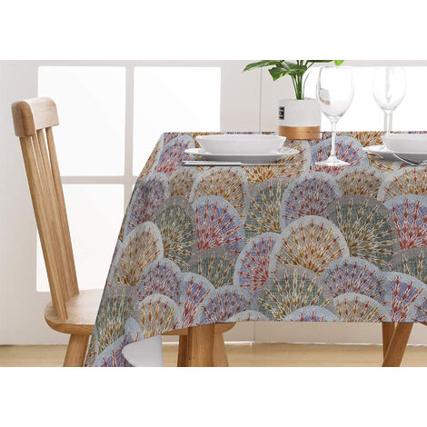 Tovaglia Tavolo Cucina Copritavola Digitale 100% Cotone Ventagli E Spighe SV, misura145x250coloreVentagli Spighe