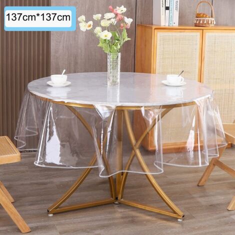 Tovaglia trasparente in PVC, protezione per tavolo, impermeabile, tovaglia trasparente lavabile per cucina, bar, ufficio, tavolo da pranzo (137 cm)