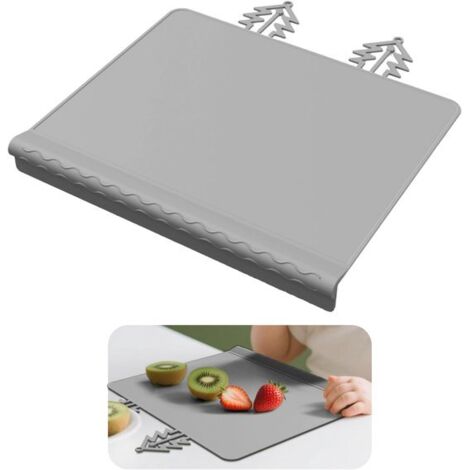 Tovaglietta in silicone per bambini - Bordo rialzato antiscivolo - Protegge i tavoli da graffi e macchie - 30,5 x 25,6 cm - 1 pezzo - Grigio