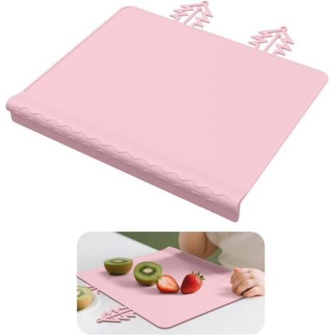 Tovaglietta in silicone per bambini - Bordo rialzato antiscivolo - Protegge i tavoli da graffi e macchie - 30,5 x 25,6 cm - 1 pezzo - Rosa